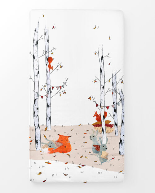 moontoon ilustrowane prześcieradło niemowlęce 60x120 cm z motywem leśnych zwierząt
