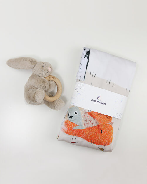 Zestaw prezentowy dla niemowlaka Leśne Kołysanki z gryzakiem króliczkiem JellyCat
