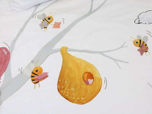 ilustrowana pościel dla dzieci w misie i pszczoły z kolekcji Miodowe Sny
