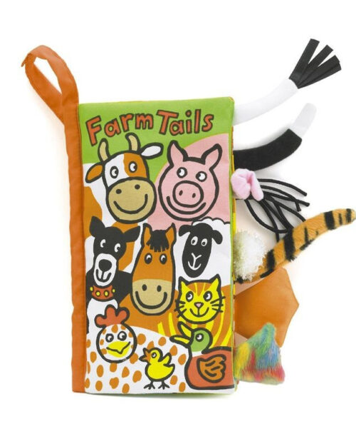 „Farm Tails” Książeczka Sensoryczna dla Dzieci Dźwięk Krówki – JELLYCAT LIMITED